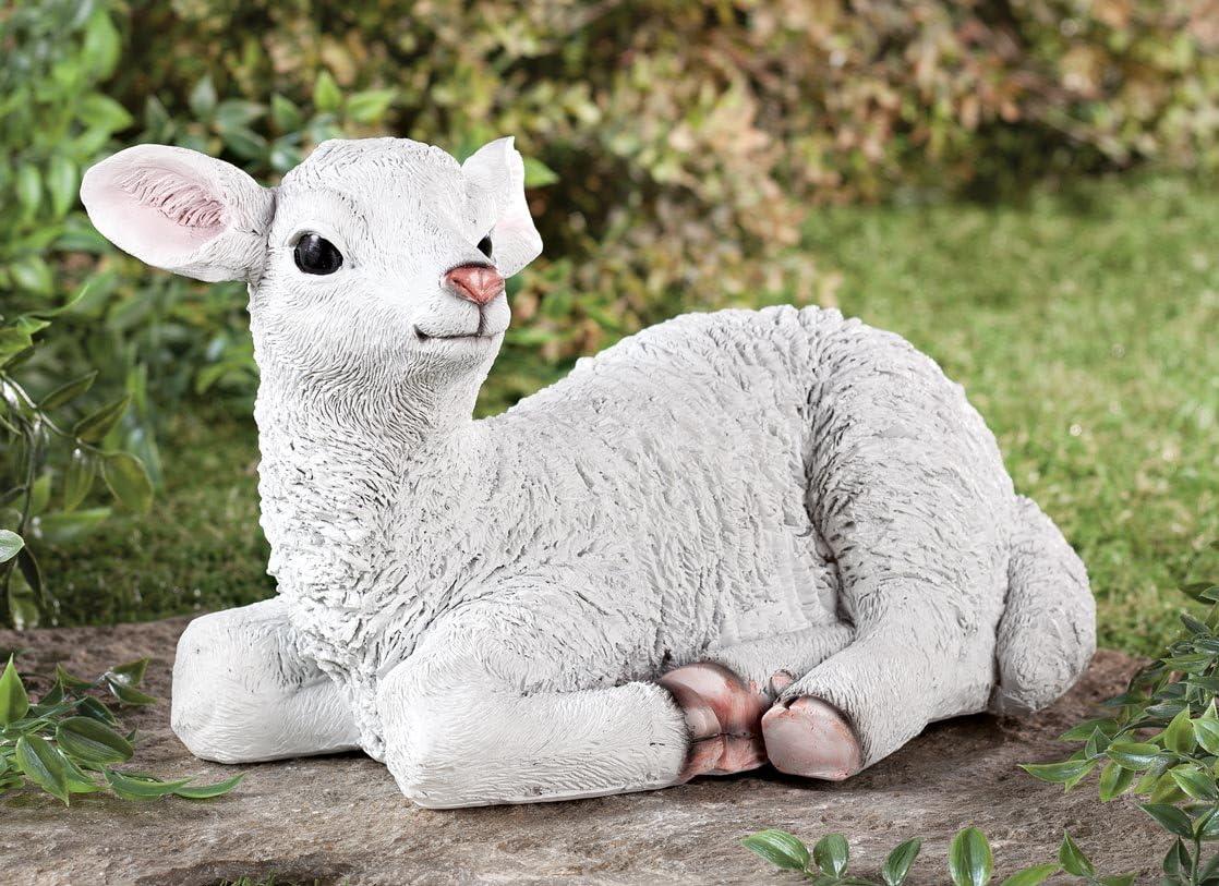 Fox Valley Traders 8√¢¬Ä¬ù Resin Lamb Statue, Weatherproof