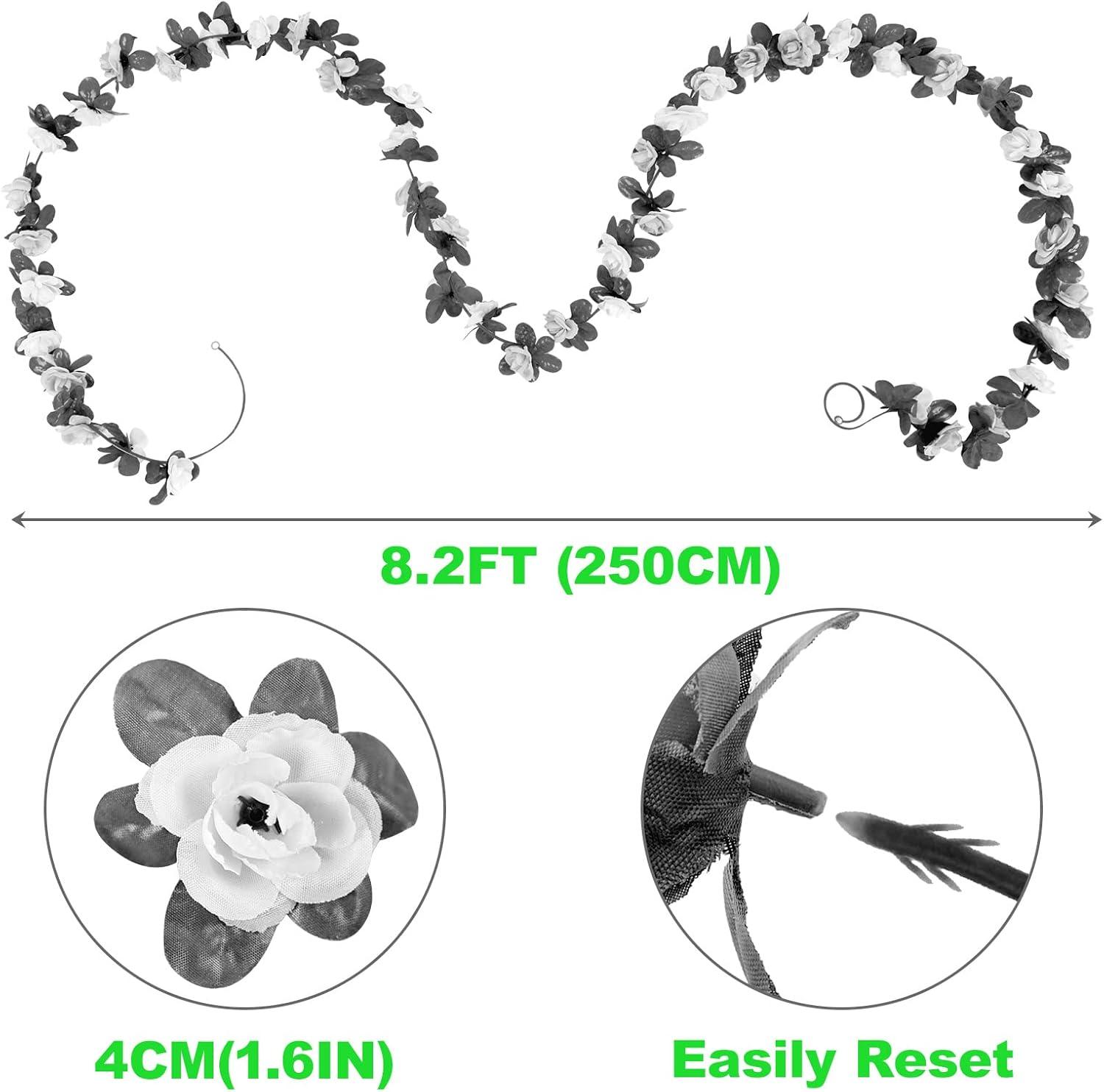 Flower Garland, Artificial Hydrangea Vine Flowers, Hanging Fake Hydrangeas Vine for Room Anniversary Wedding Birthday Christmas Wall Arch Decor, 2 Pcs, Floral Garland, Champagne Flower