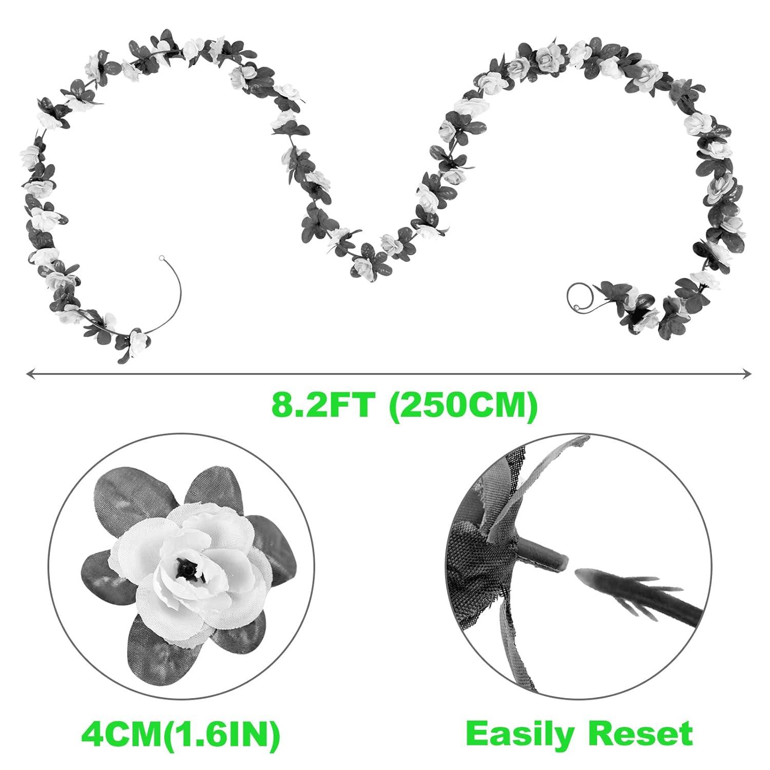 Flower Garland, Artificial Hydrangea Vine Flowers, Hanging Fake Hydrangeas Vine for Room Anniversary Wedding Birthday Christmas Wall Arch Decor, 2 Pcs, Floral Garland, Champagne Flower