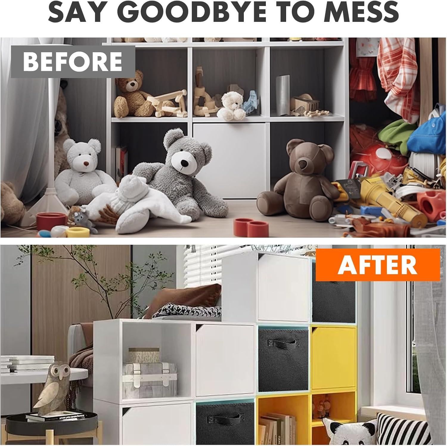 ShellKingdom Storage Bins, Foldable Fabric Storage Cubes And Cloth Storage Organizer Drawer For Closet And Toys Storage, 2 Pack (Black)