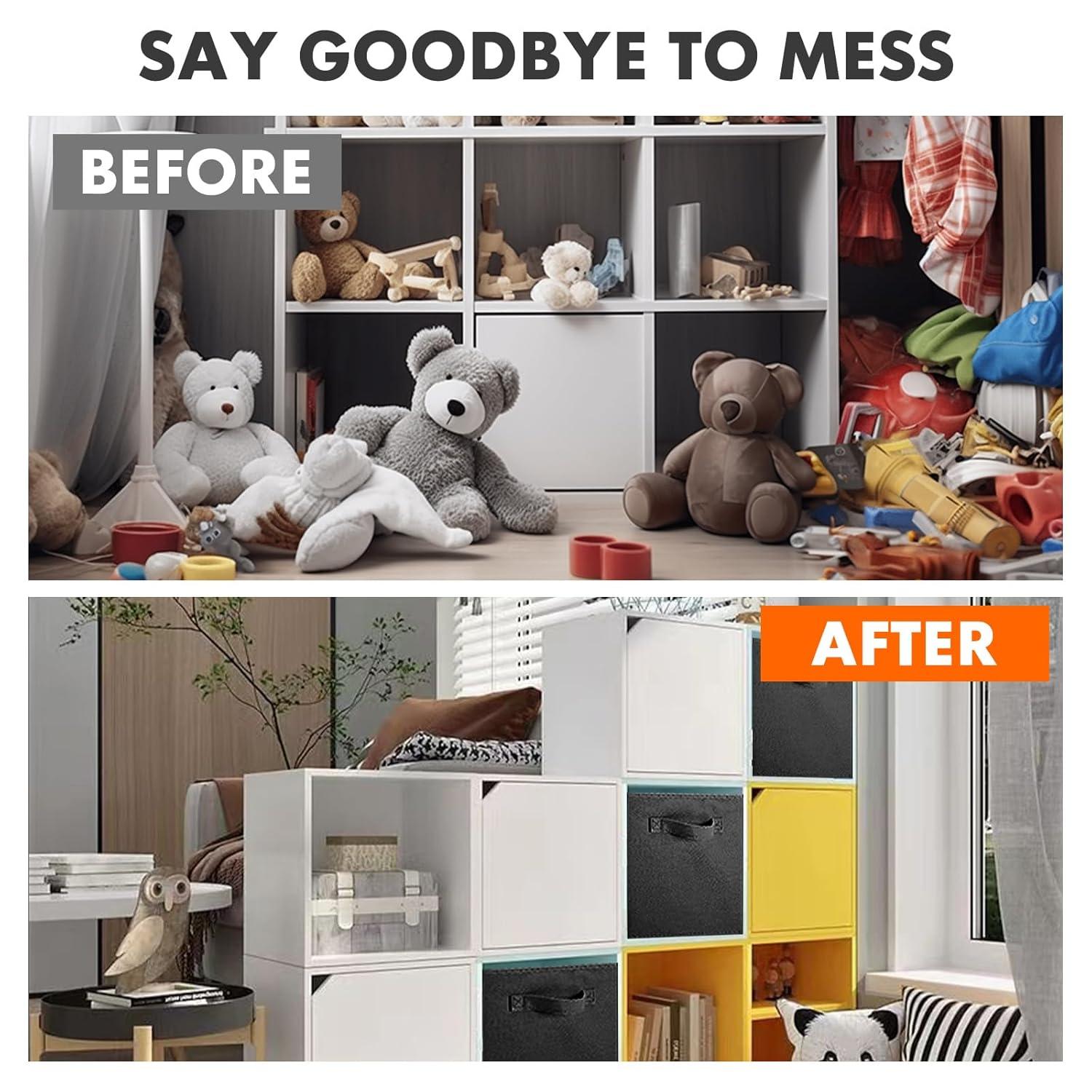 ShellKingdom Storage Bins, Foldable Fabric Storage Cubes And Cloth Storage Organizer Drawer For Closet And Toys Storage, 2 Pack (Black)