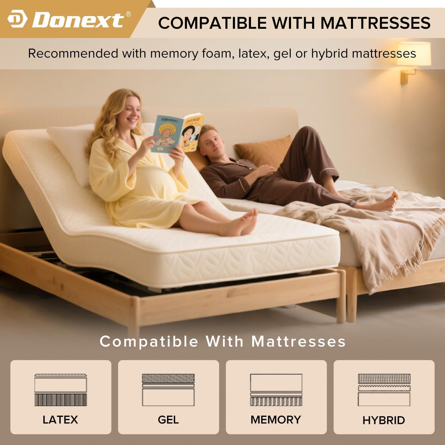 King Size Adjustable Black Metal Bed Frame with Drawer