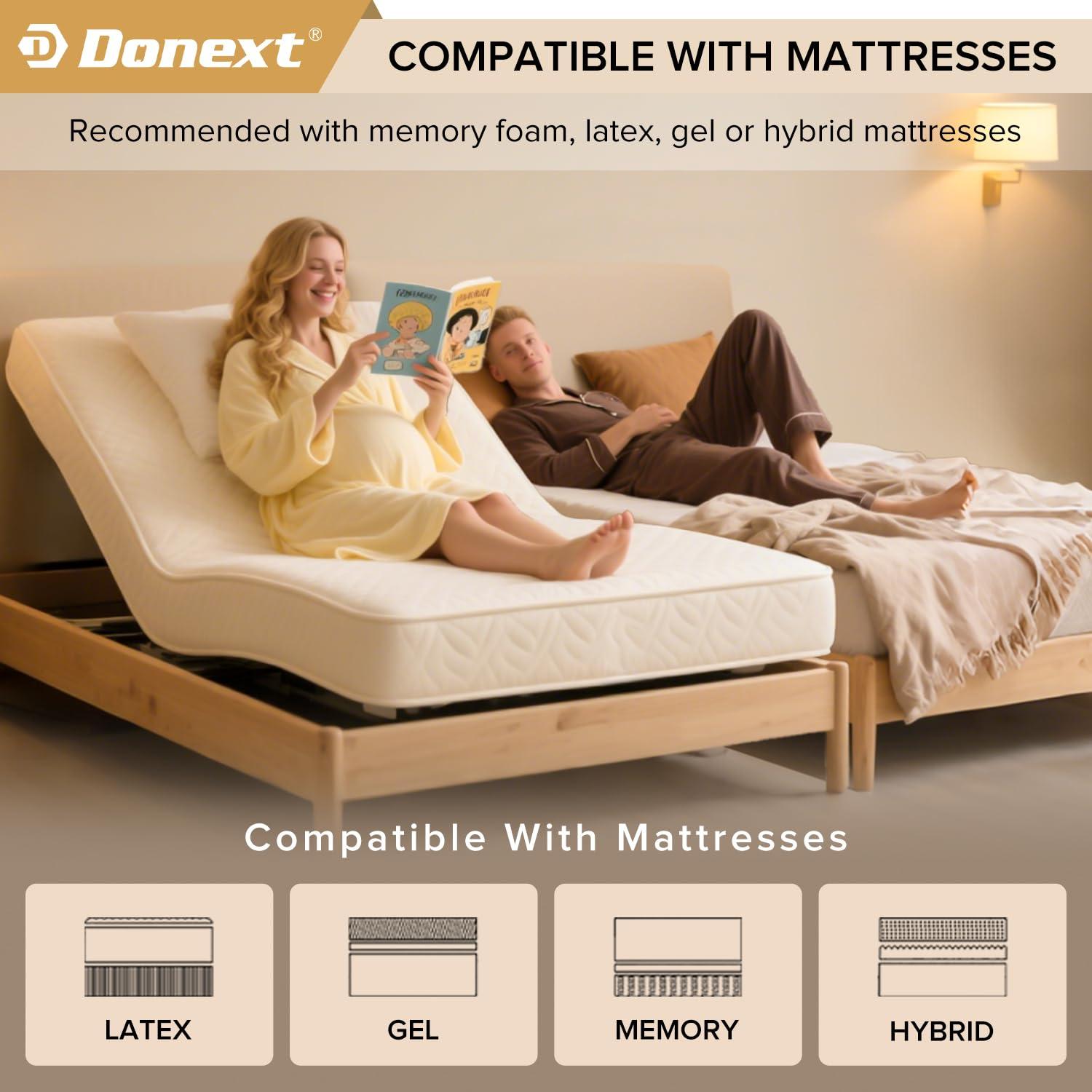 King Size Adjustable Black Metal Bed Frame with Drawer