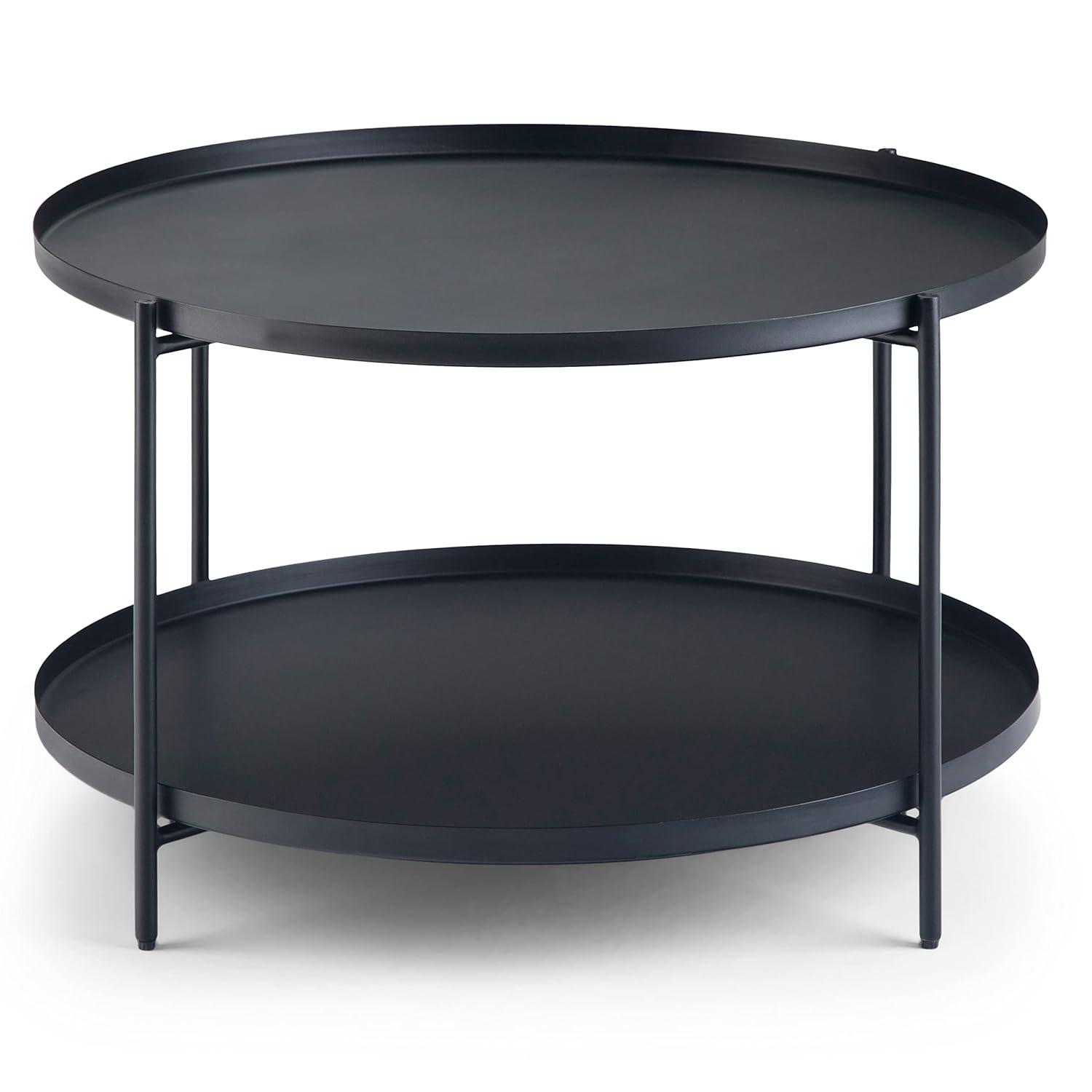 Monet Industrial 32 inch Wide Metal Metal Coffee Table in Black