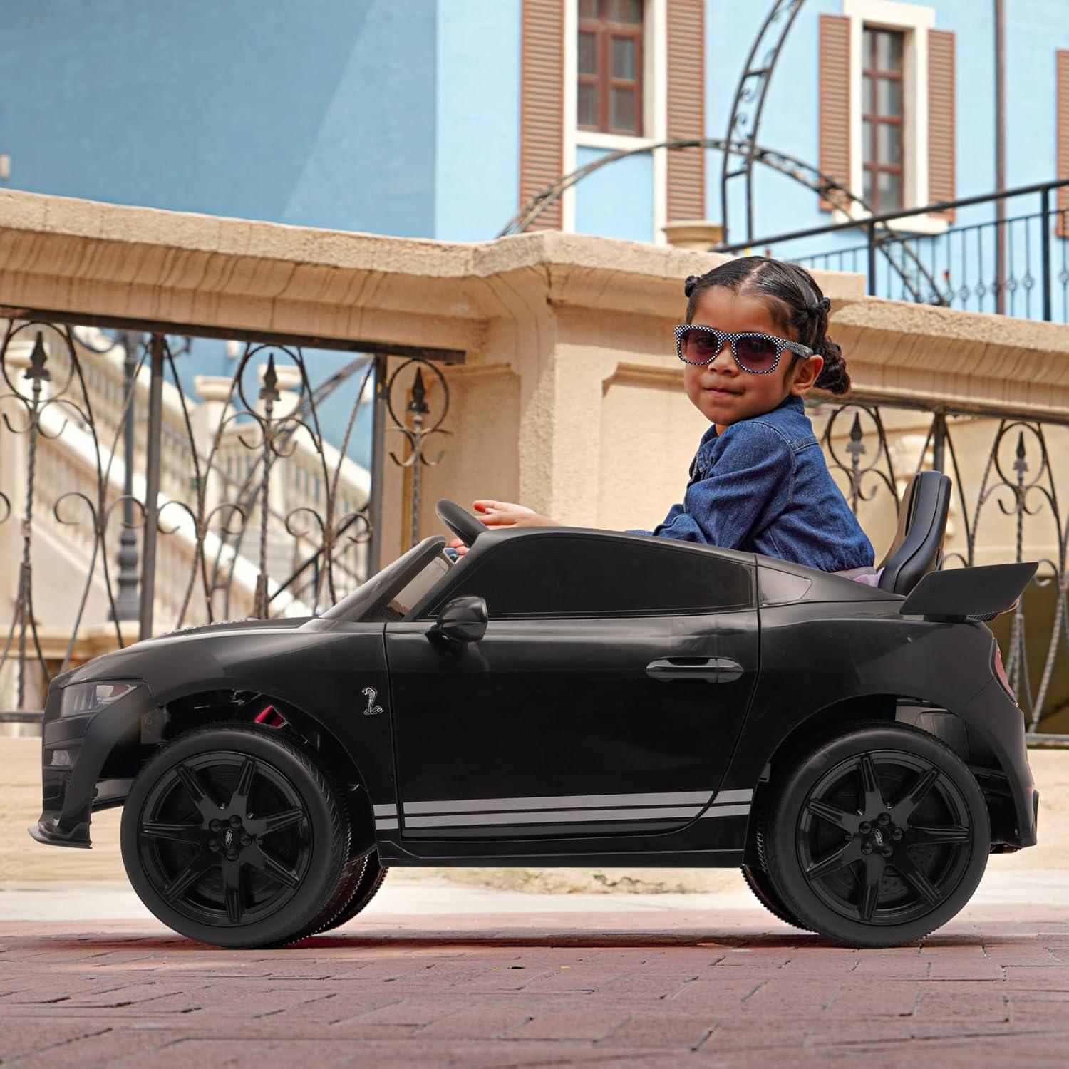 Black 12V Ford Mustang Shelby GT500 Kids Ride-On Car