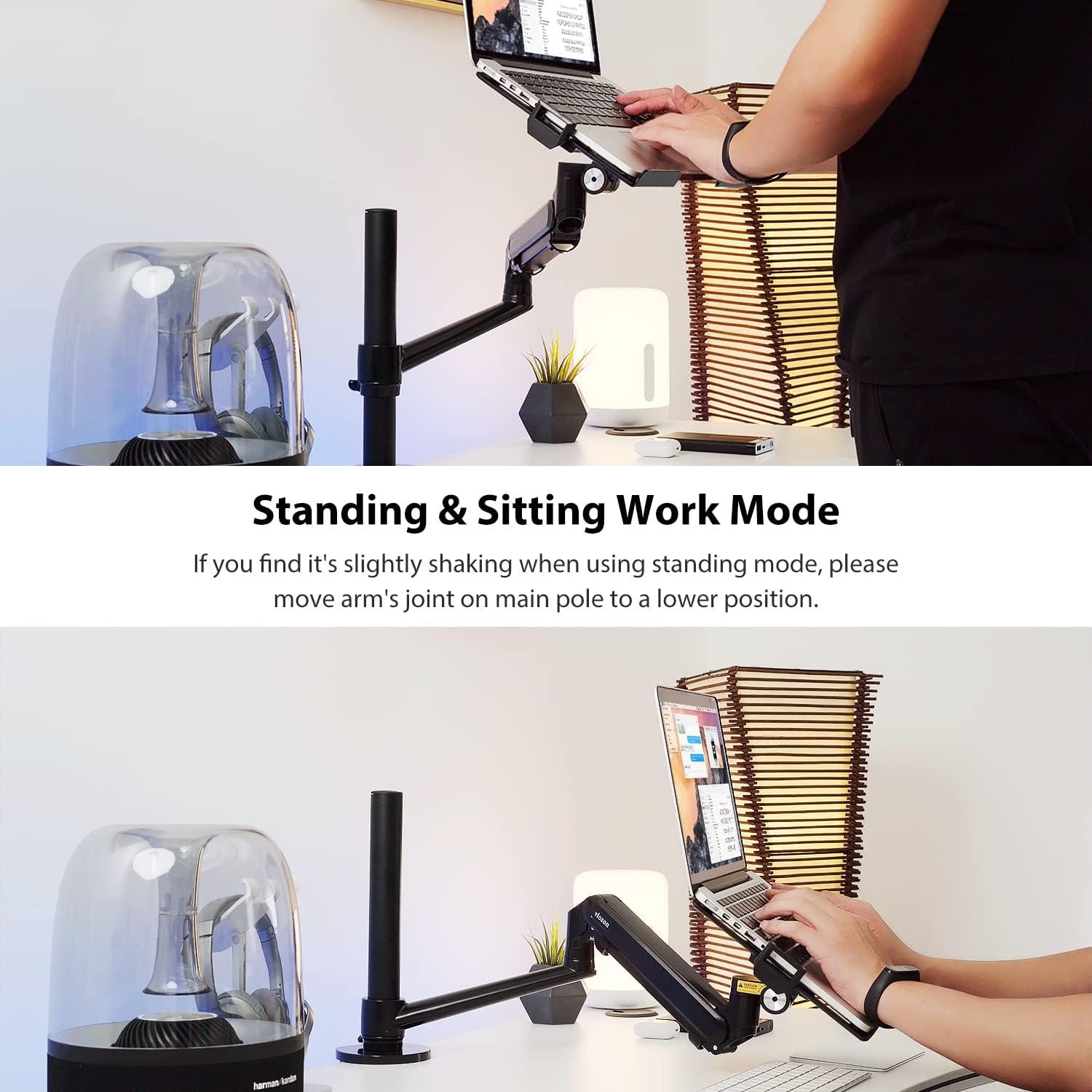 Viozon Monitor/Laptop Mount, Single Gas Spring Arm Desk Stand/Holder for 17-32" Computer Monitor, Extra Laptop Tray Fits 12-17" Laptops/Notebook(1S-Prob)
