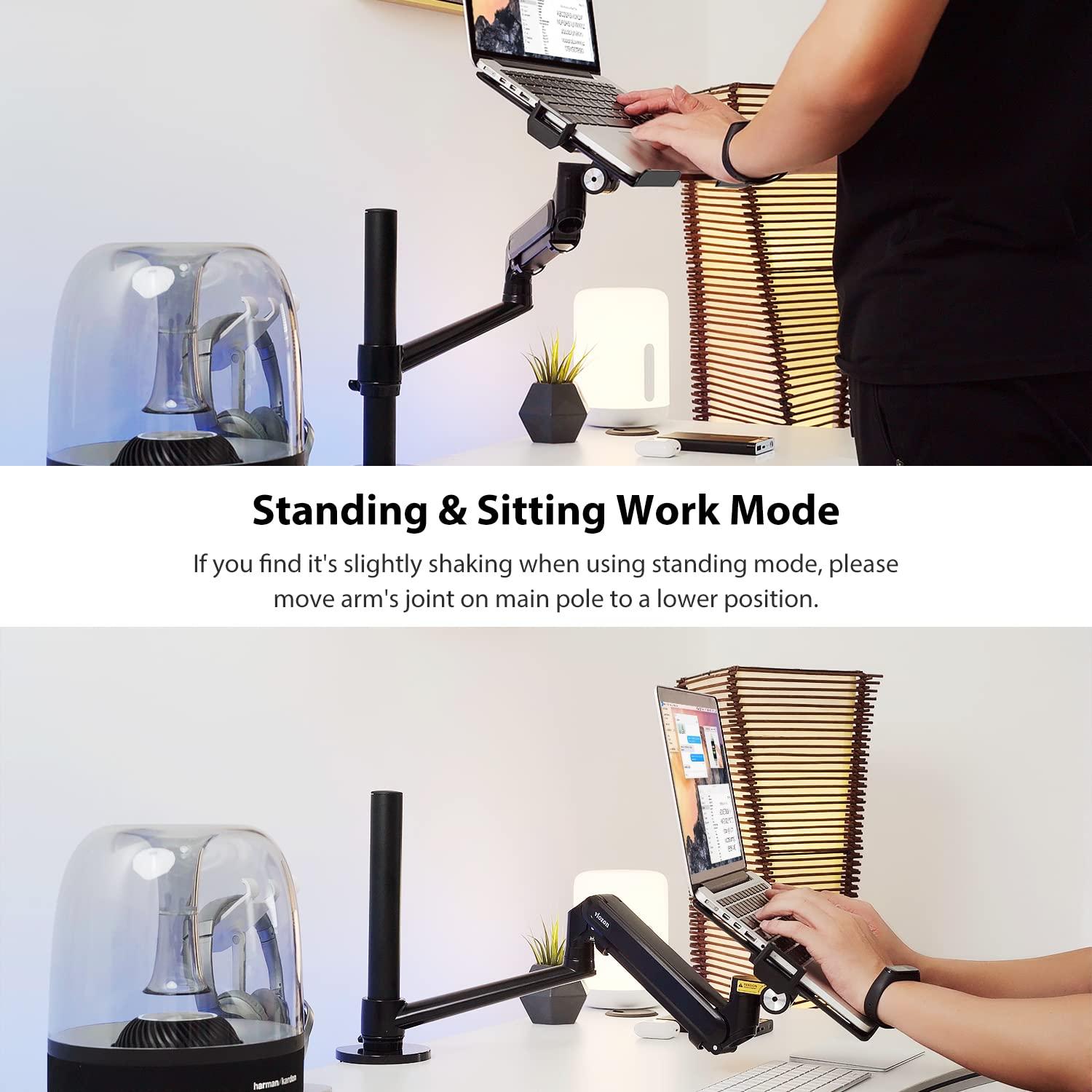 Viozon Monitor/Laptop Mount, Single Gas Spring Arm Desk Stand/Holder for 17-32" Computer Monitor, Extra Laptop Tray Fits 12-17" Laptops/Notebook(1S-Prob)