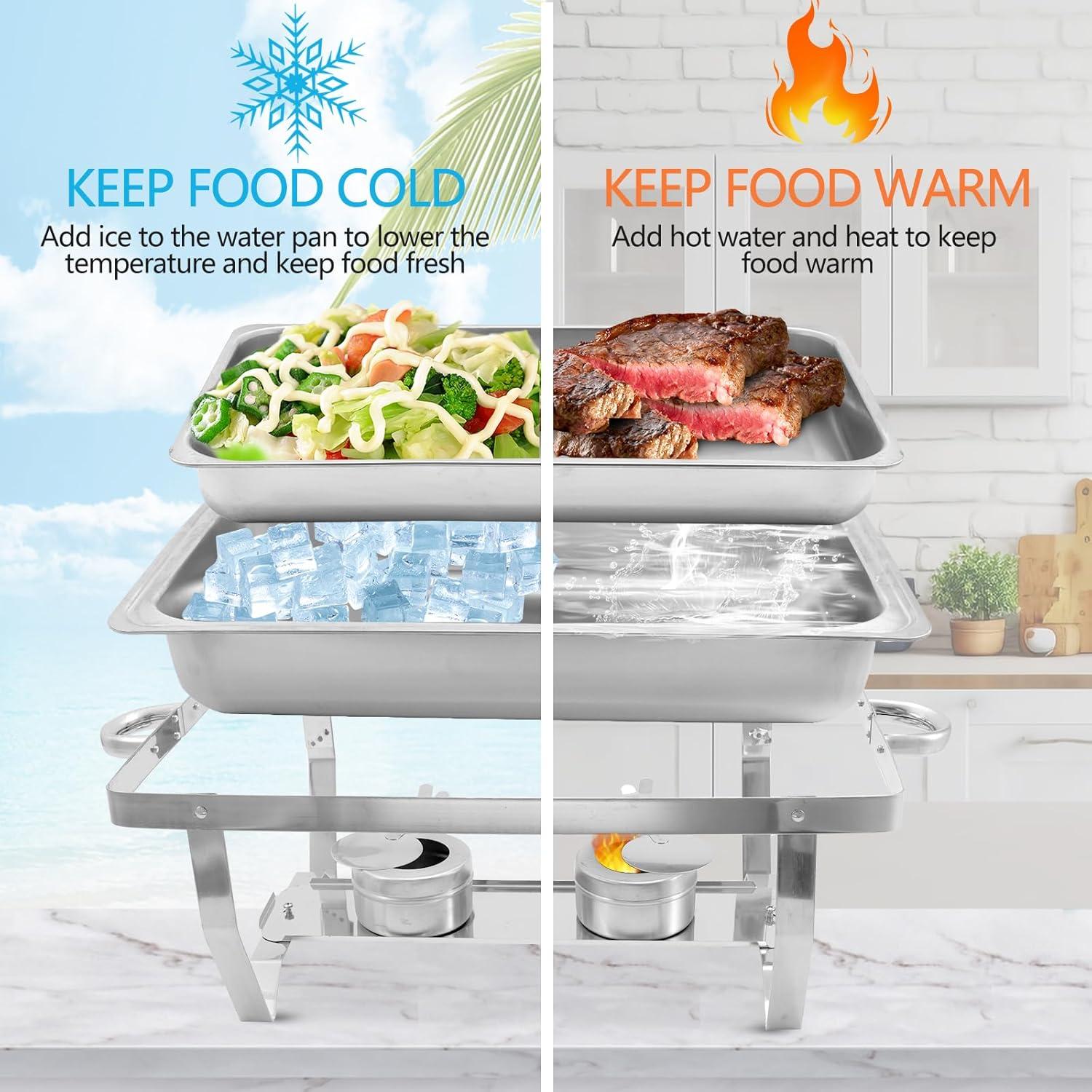 The Party Aisle™ Chafing Dishes For Buffet 4 Pack, 8 Qt Stainless Steel Chafers And Buffet Warmers Sets With Lid, Rectangle Serving Food Warmer Catering Supplies Buffet Display For Parties