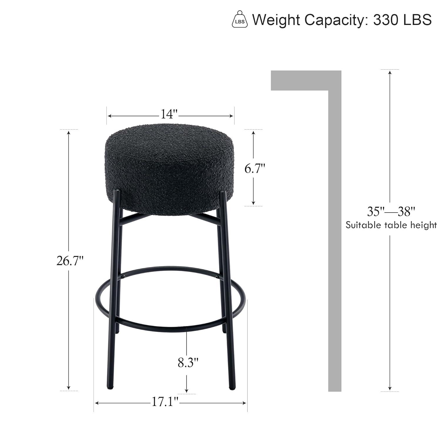 Amy Swivel Backless Boucle Upholstered 26.7"H Counter Stool with Steel Frame (Set of 2/3/4)