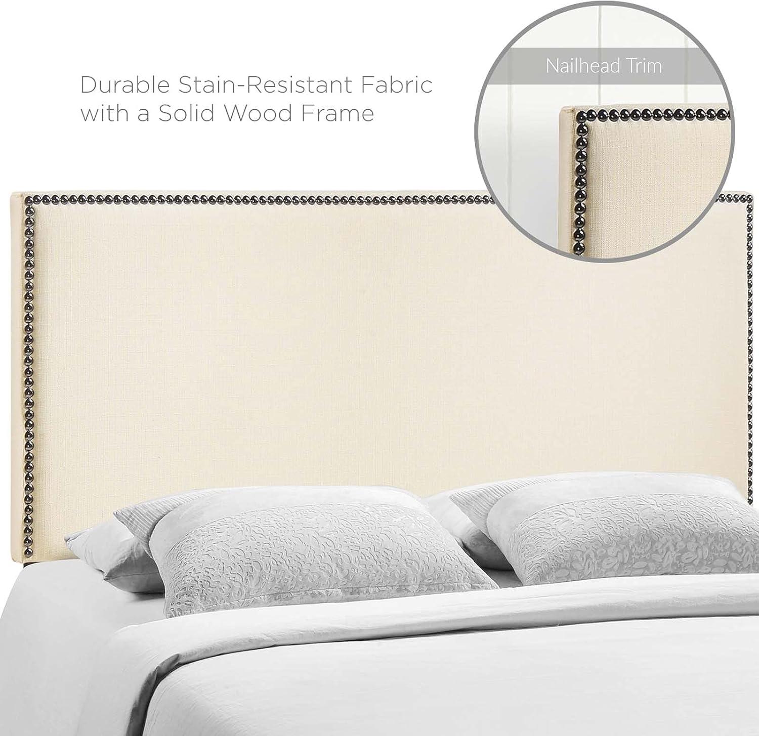 Modway Region Nailhead Queen Upholstered Headboard in Ivory