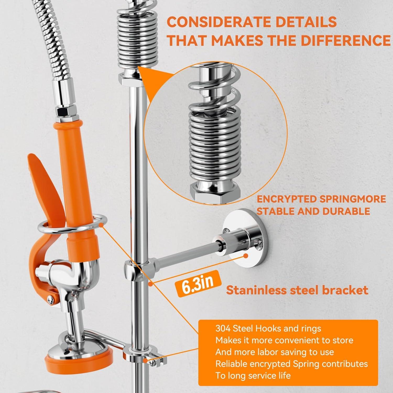 iVIGA Commercial Kitchen Faucet with Pre-Rinse Sprayer 36 Inch 2314300C-36-WF