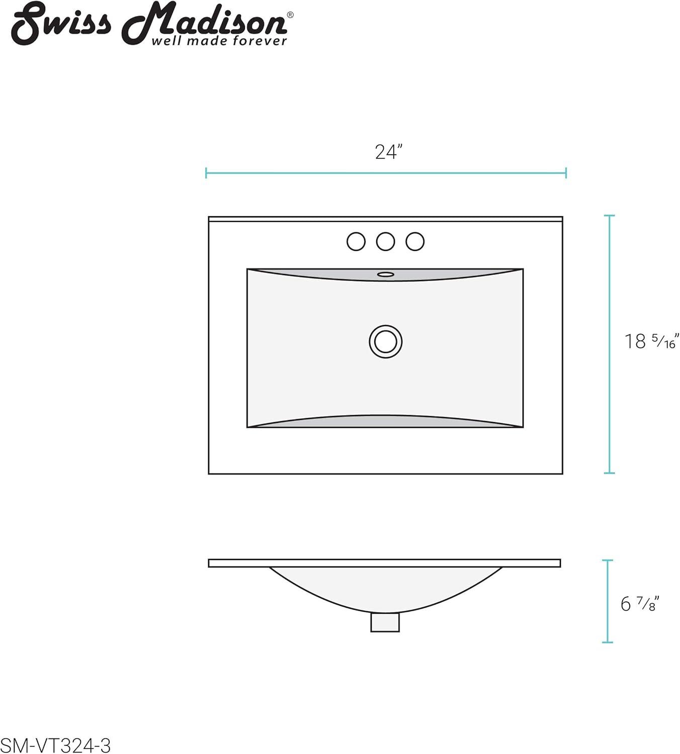 Ceramic 24" Single Bathroom Vanity Top