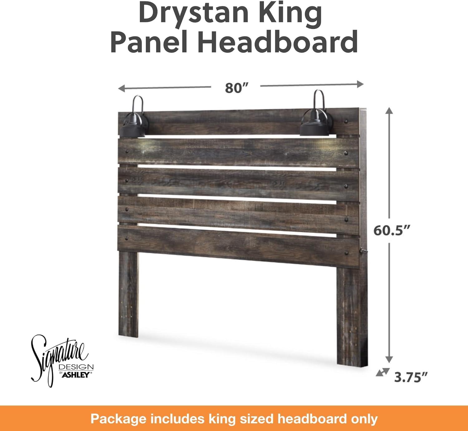 Rustic King Storage Bed with USB Charging, Brown Wood