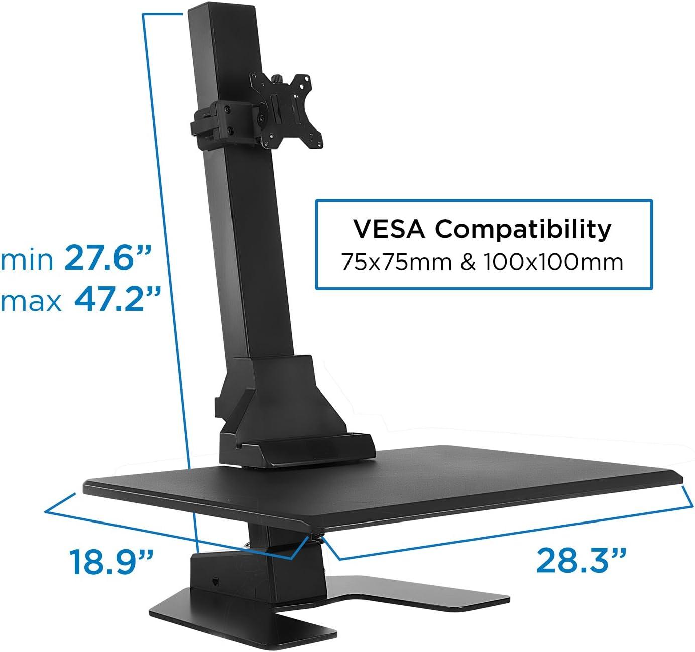 Mount-It Electric Standing Desk Converter, Tabletop Stand Desk w/ Monitor Mount, 28" Wide Platform