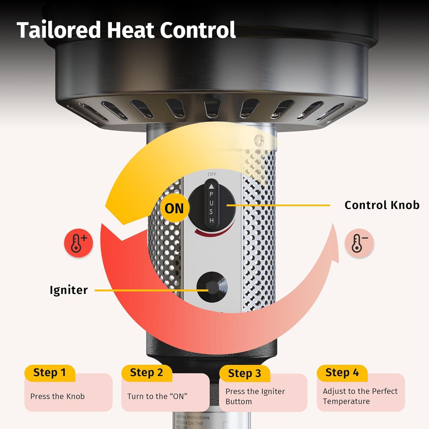 Stainless Steel 50,000 BTU Propane Patio Heater with Round Table Design