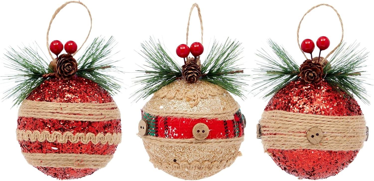 Juvale Rustic Christmas Tree Ornaments, Farmhouse Holiday Decorations, Assorted Designs, 3 x 5.4 In