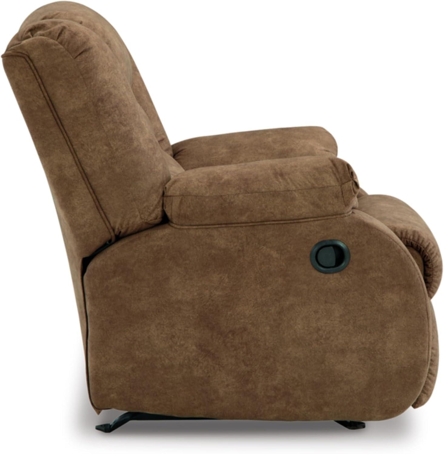 Contemporary Warm Brown Faux Leather Metal Recliner Chair