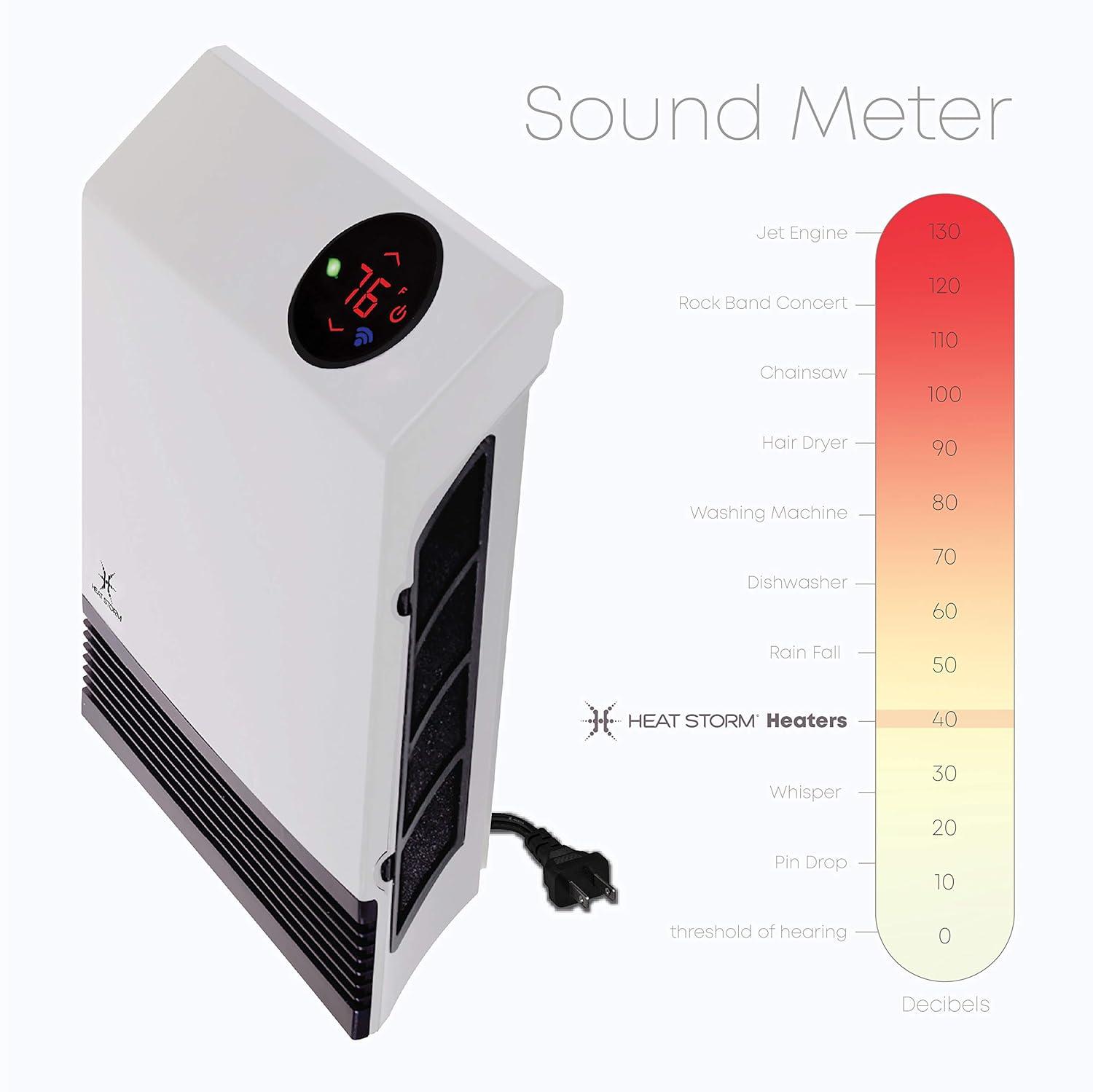 Heat Storm Heat Storm 1000 Watt 3400 BTU Electric Wall Mounted Space Heater with Adjustable Thermostat , Remote Included and with Digital Display