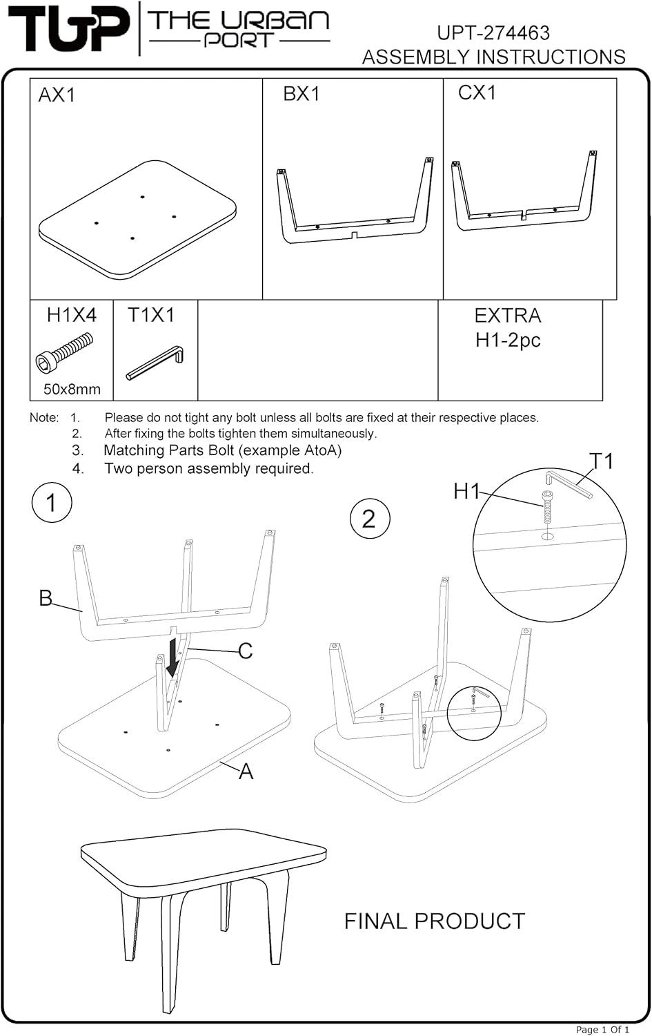 The Urban Port Wade 20-Inch Handcrafted Rectangular Side End Table, Solid Mango Wood, Inverted U Shape Legs, Natural Brown and Gray