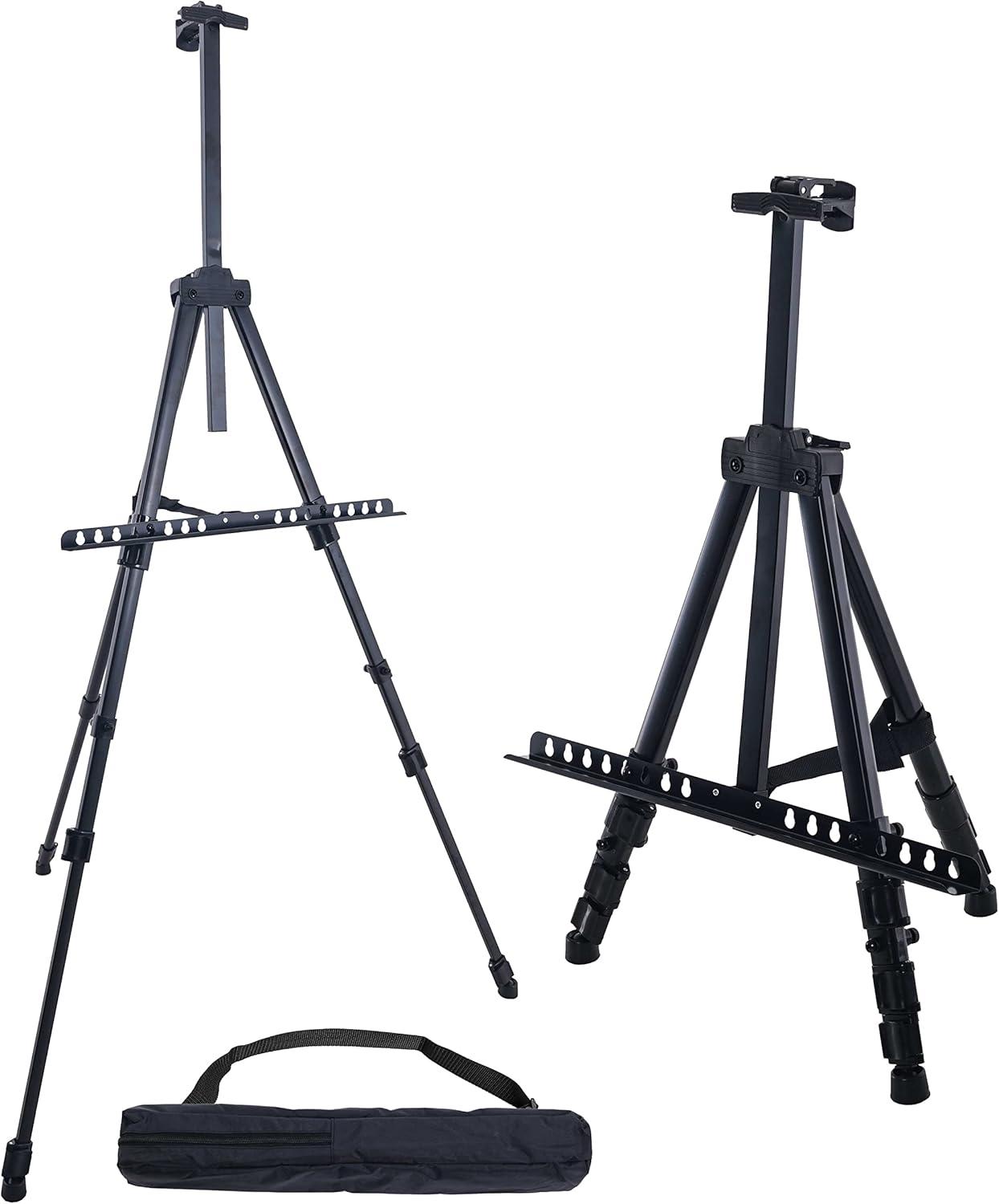 Pismo 66" Black Aluminum Adjustable Tripod Artist Easel