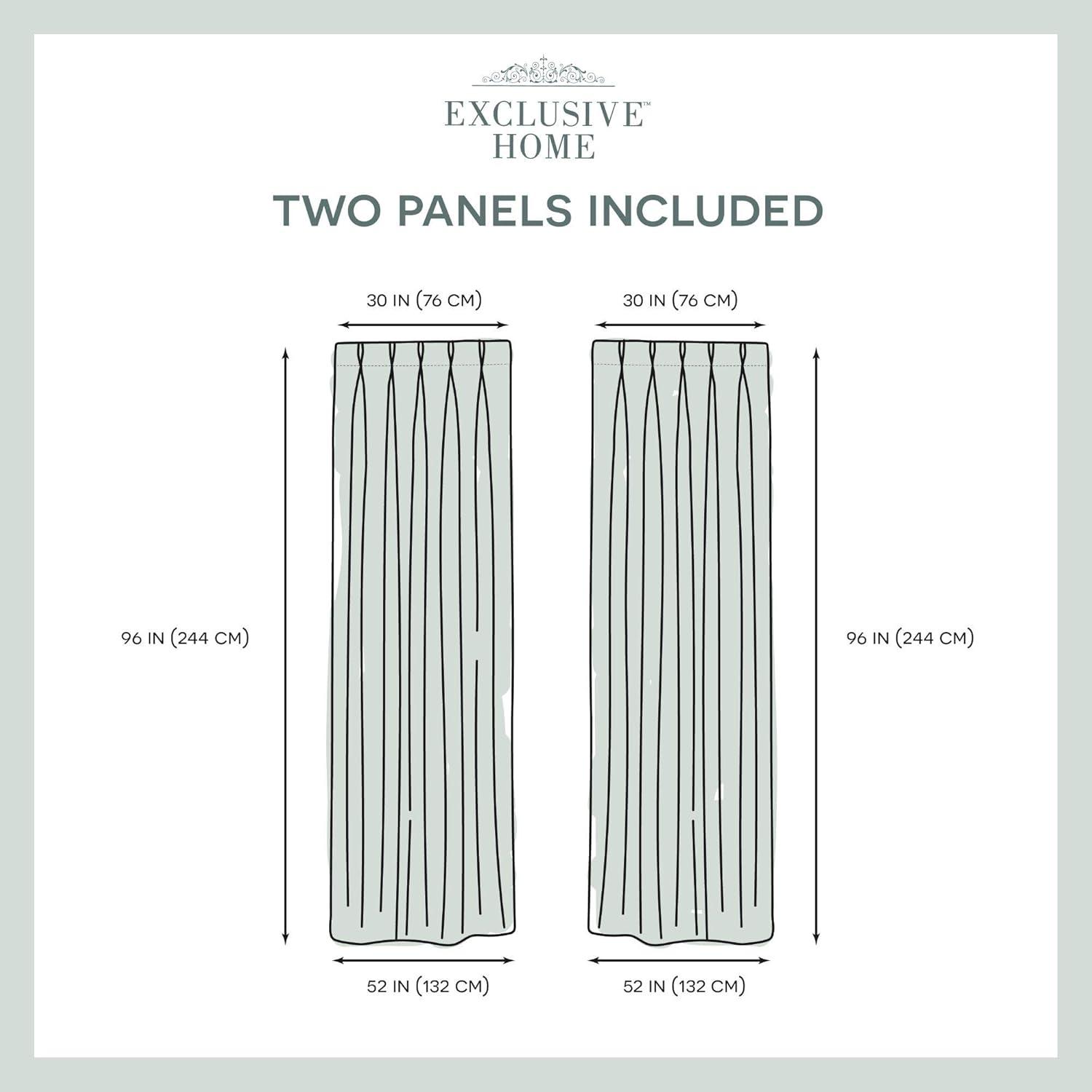 Exclusive Home Sateen Twill Woven Room Darkening Blackout Pinch Pleat/Hidden Tab Top Curtain Panel Pair, 96" Length, Charcoal