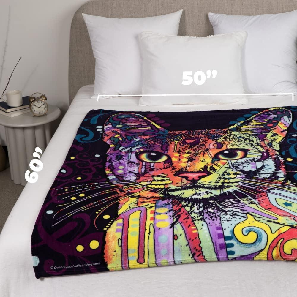 Dean Russo Multicolor Cat Fleece Throw Blanket for Pets and Kids