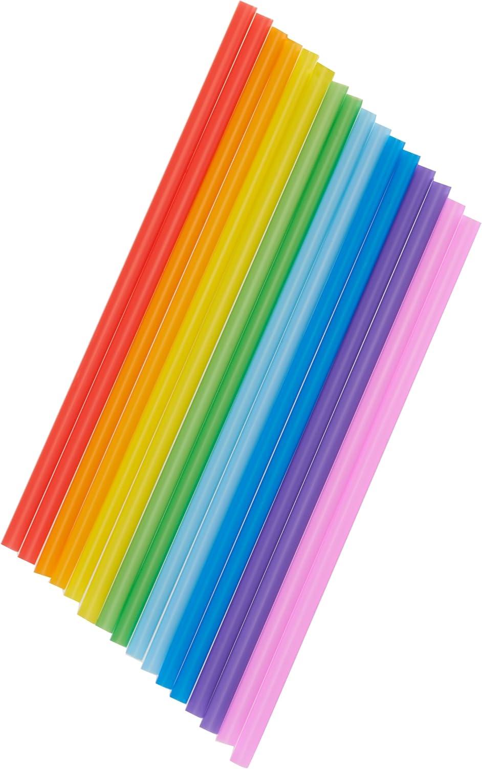 True Colorful Straws, Long Disposable Straws for Cocktails, Smoothies, Iced Coffee, Disposable Party Supplies, Assorted Colors, Set of 100