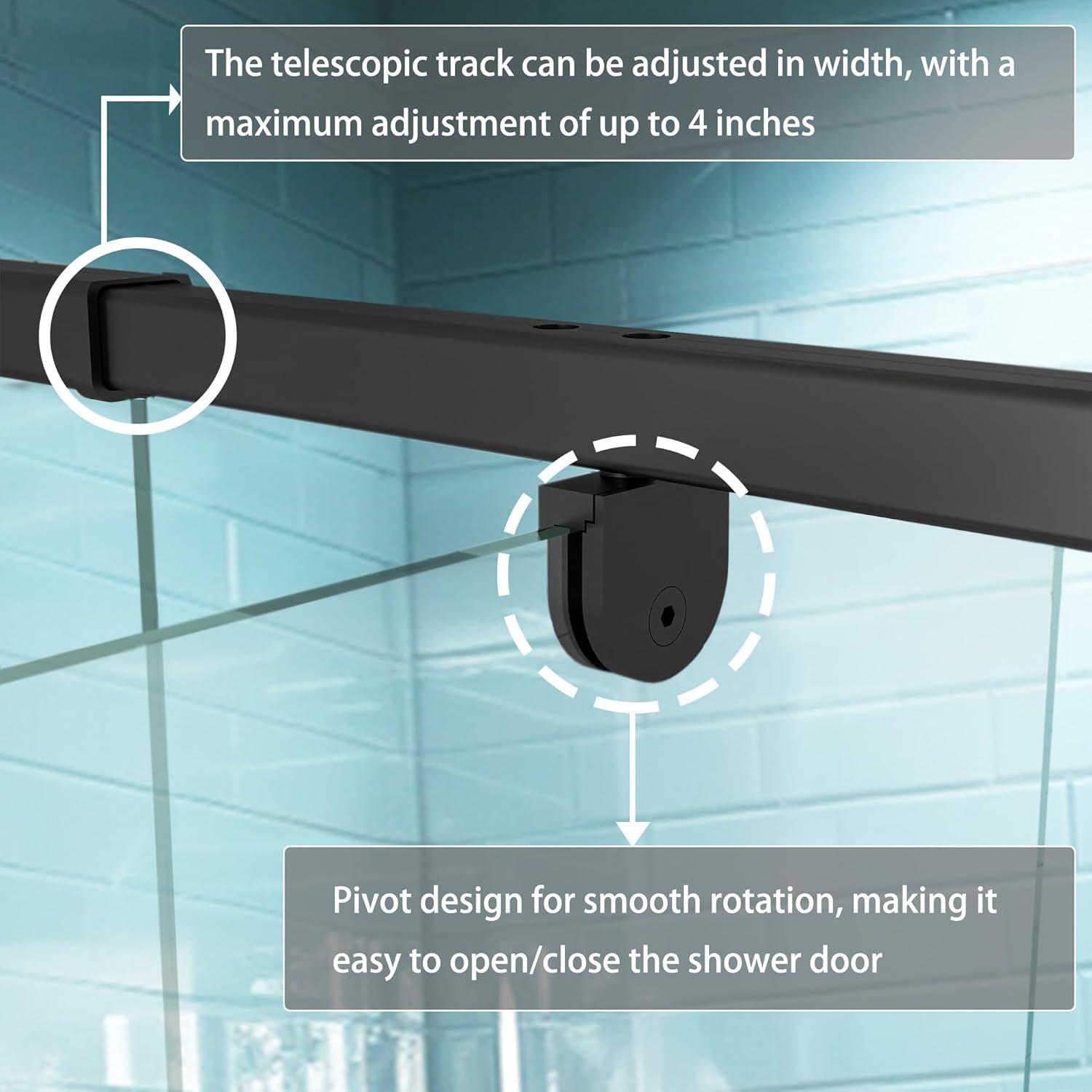 Matte Black Framed Sliding Shower Door with Clear Glass