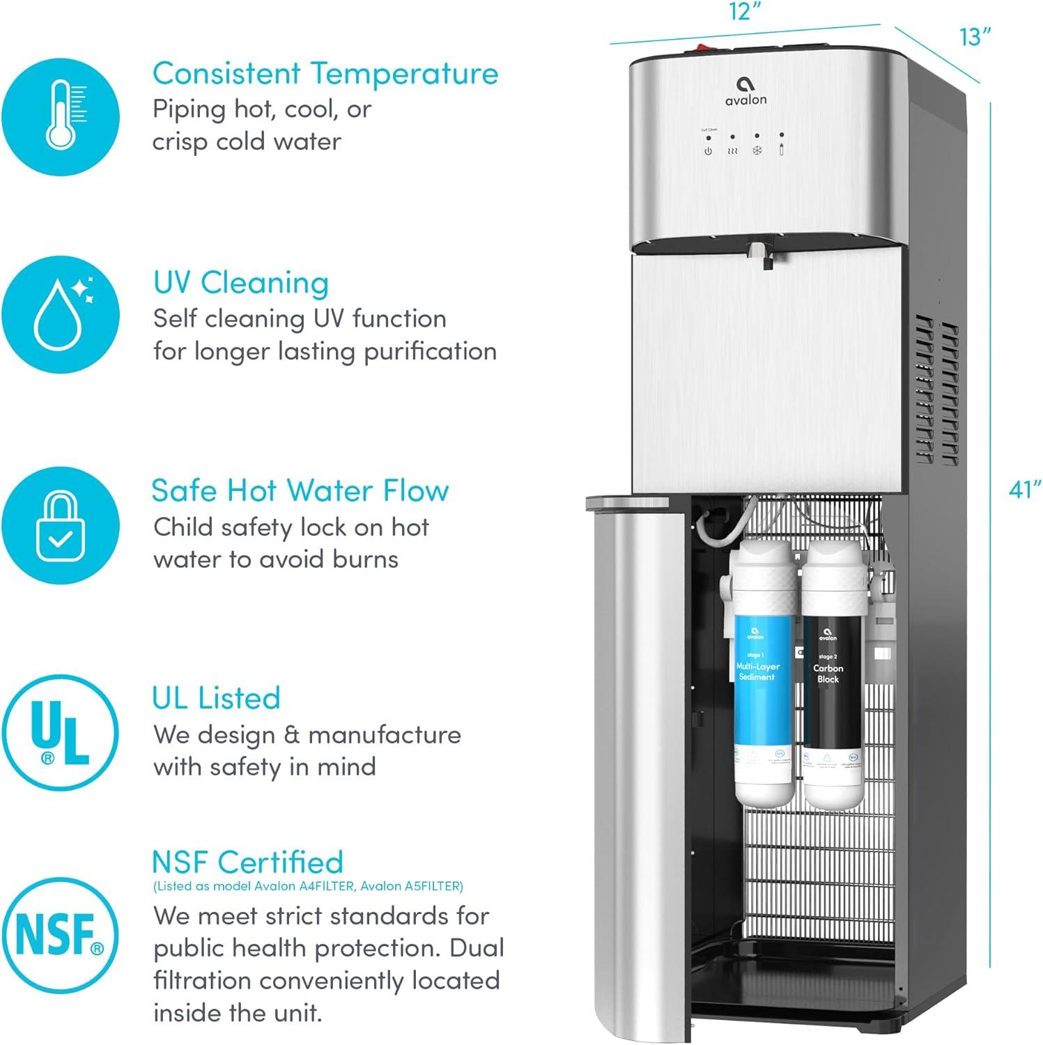 Avalon Self Cleaning Bottleless Water Cooler Dispenser 3 Temperatures