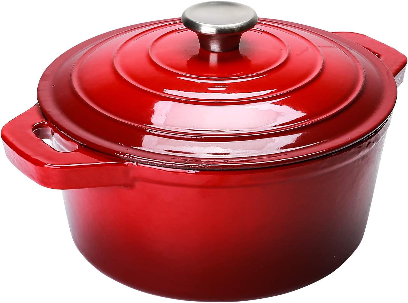 Red 5.5 Quart Enameled Cast Iron Dutch Oven with Lid