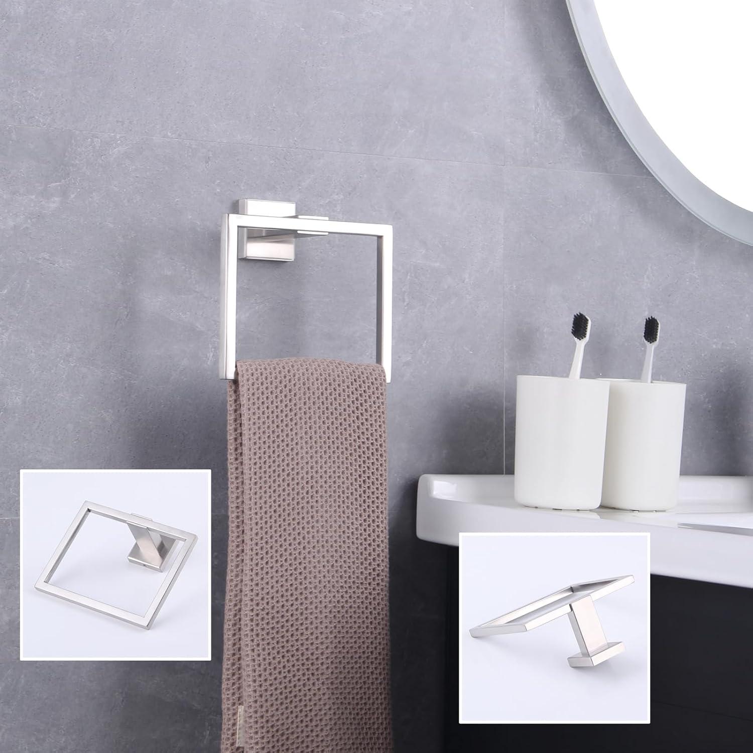 GERZ Bathroom Hardware Accessories Sets Brushed SUS304 Stainless Steel Bath Shower Set 2-Pieces (Toilet Paper Holder Towel Ring) Contemporary Style JG1956-2LS