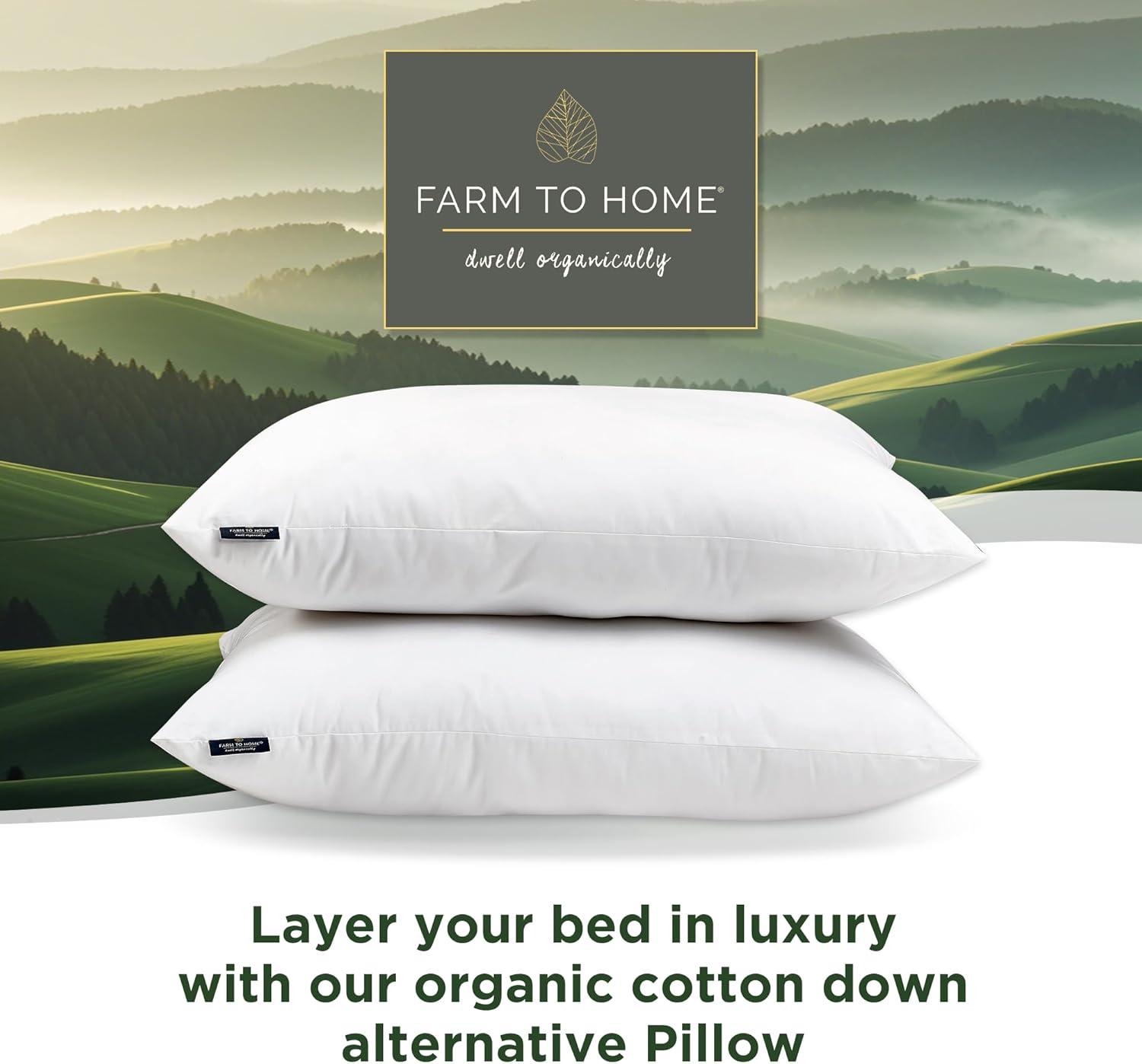 Farm To Home  Organic Blended Cotton Down Alternative Pillow - 2 Pack - White King - Set of 2