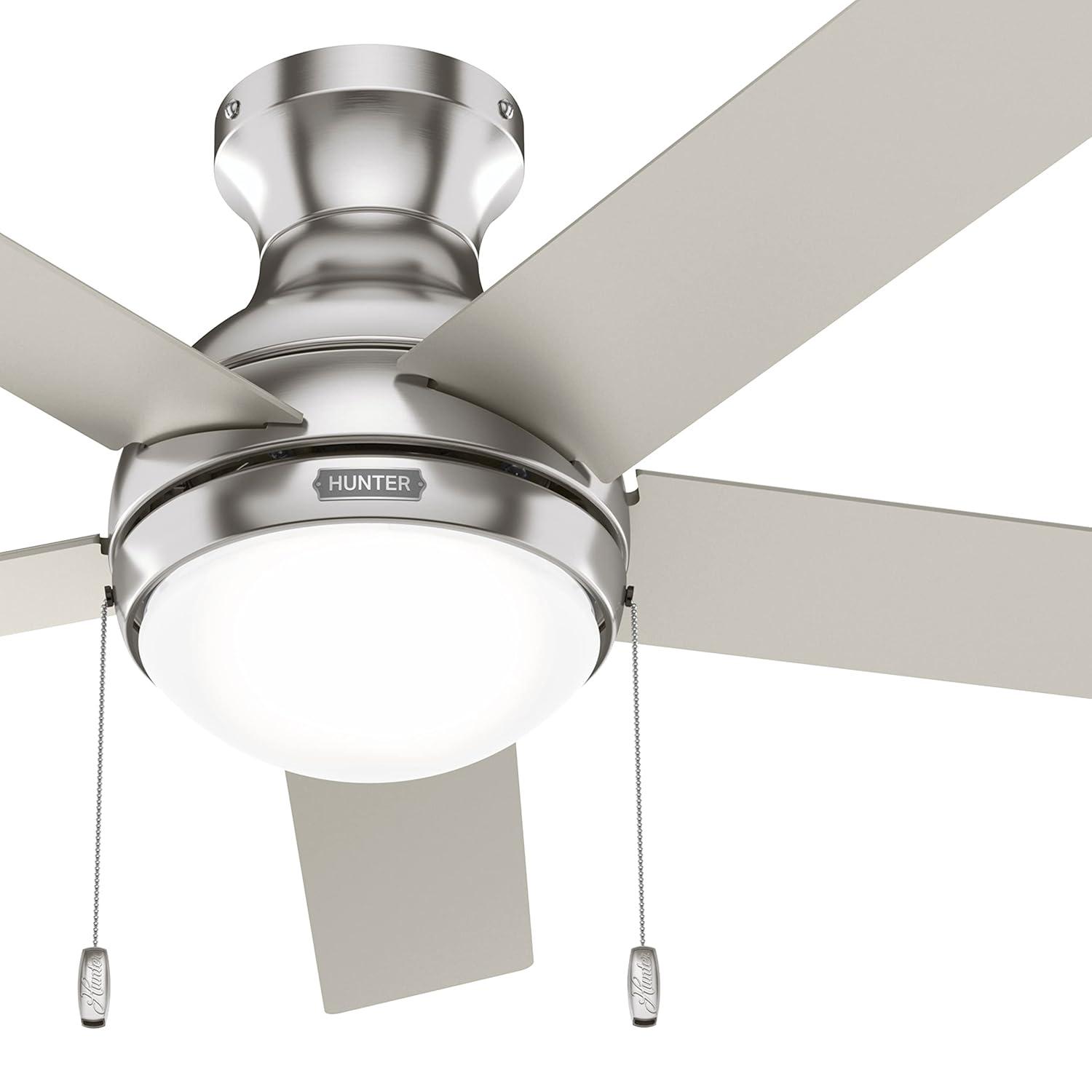 44" Aren 5 - Blade Flush Mount Ceiling Fan with Pull Chain and Light Kit Included