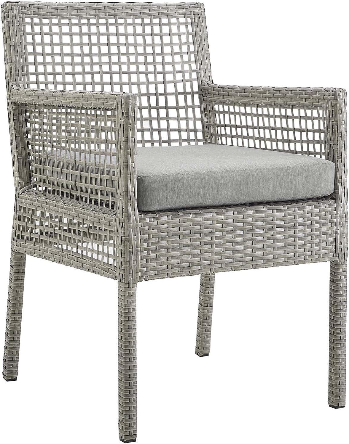 Modway Aura Outdoor Patio Wicker Rattan Dining Armchair - Gray Gray
