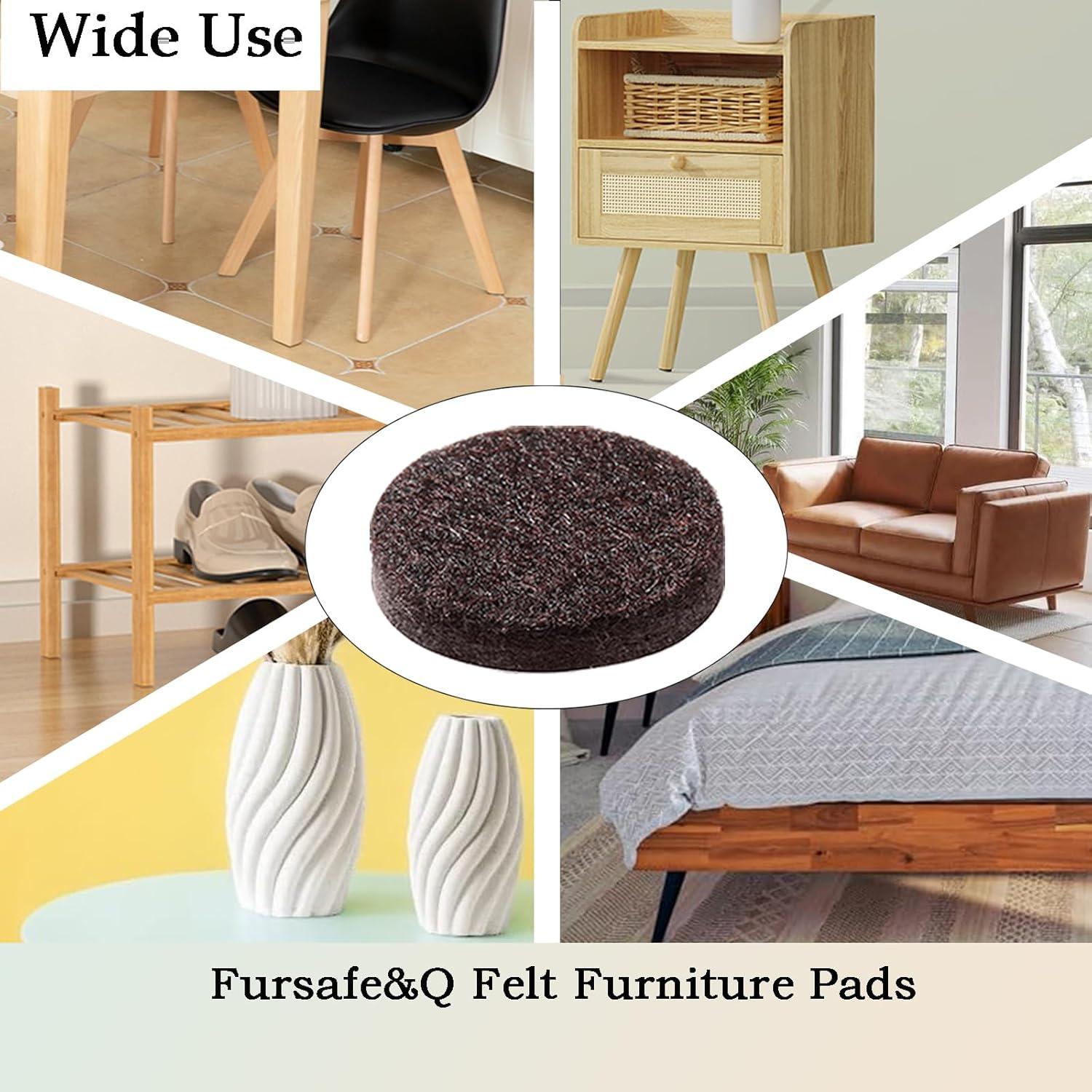 Fursafe&Q Felt Furniture Pads, Furniture Felt Pads for Hardwood Floors -Self Adhesive Chair Leg Floor Protectors, Protect from Nicks, Dents and Scratches, Chair Feet Protectors 136 Pcs Chair Feet