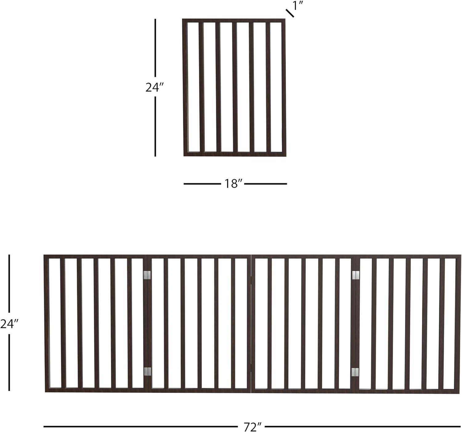 Indoor Pet Gate - 4-Panel Folding Dog Gate for Stairs or Doorways - 72x24-Inch Freestanding Pet Fence for Cats and Dogs by PETMAKER (Brown)