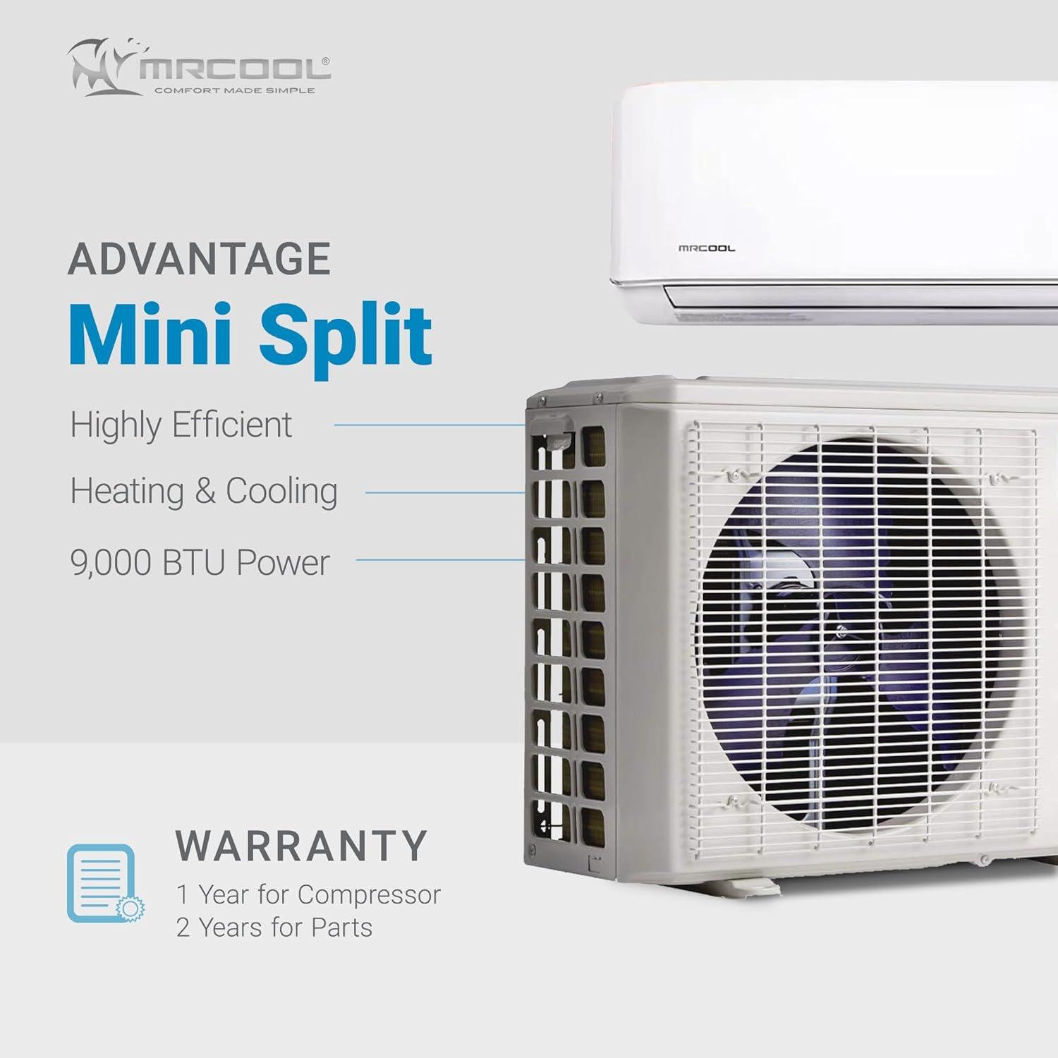 9k BTU White Ductless Heat Pump Split System with Remote
