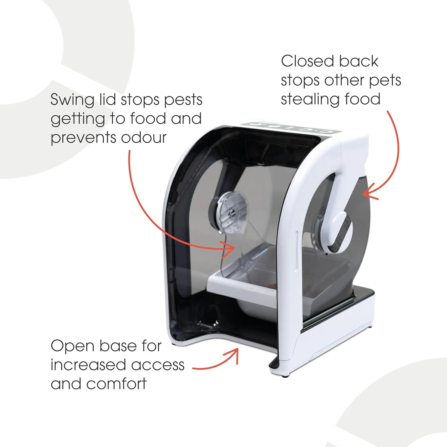 MiBowl Automatic Microchip Cat Feeder with BPA Free Bowl, Enclosed Back, and Collar Worn ID Disc