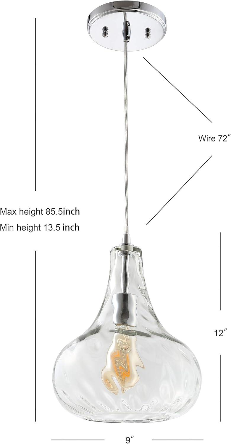 Ferano 9" Adjustable Metal/Glass LED Pendant, Chrome