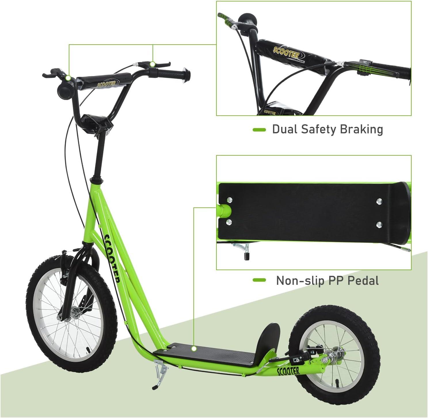 Green Adjustable Steel Frame Youth Kick Scooter