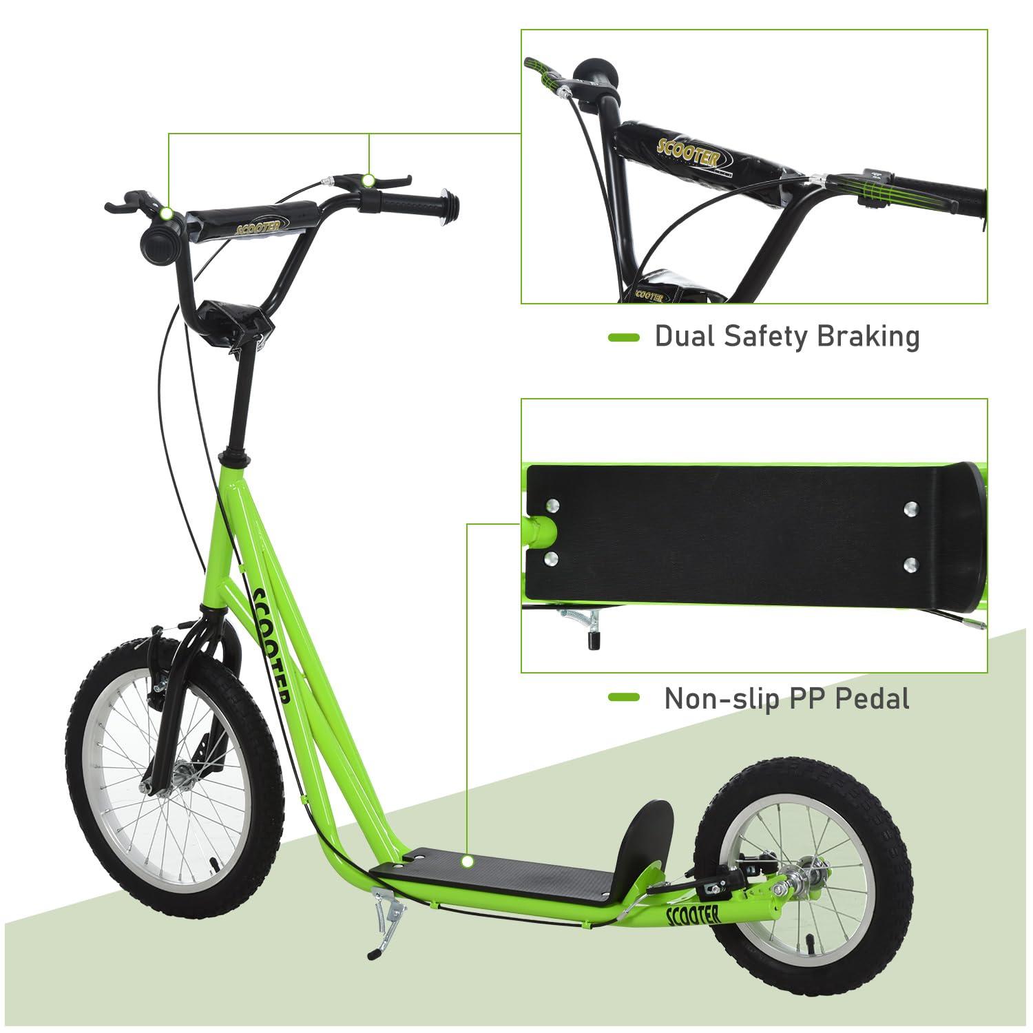 Green Adjustable Steel Frame Youth Kick Scooter