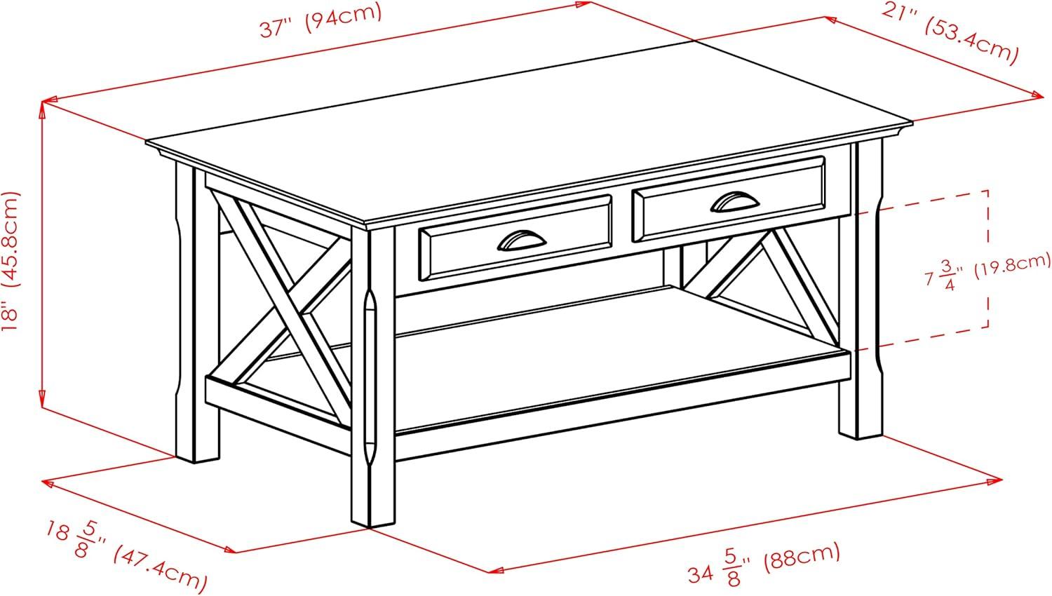 Brown Rectangular Wood Coffee Table with Storage Drawers