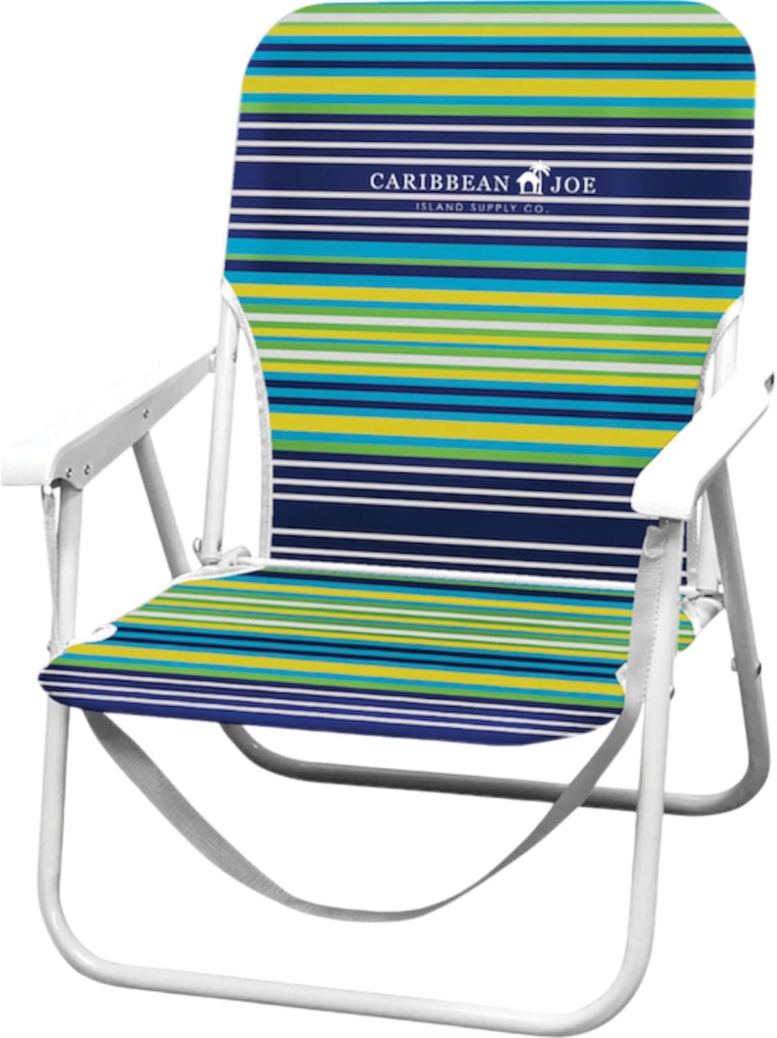 Caribbean Joe Folding Outdoor Portable Beach Chair - Blue/Yellow Stripes