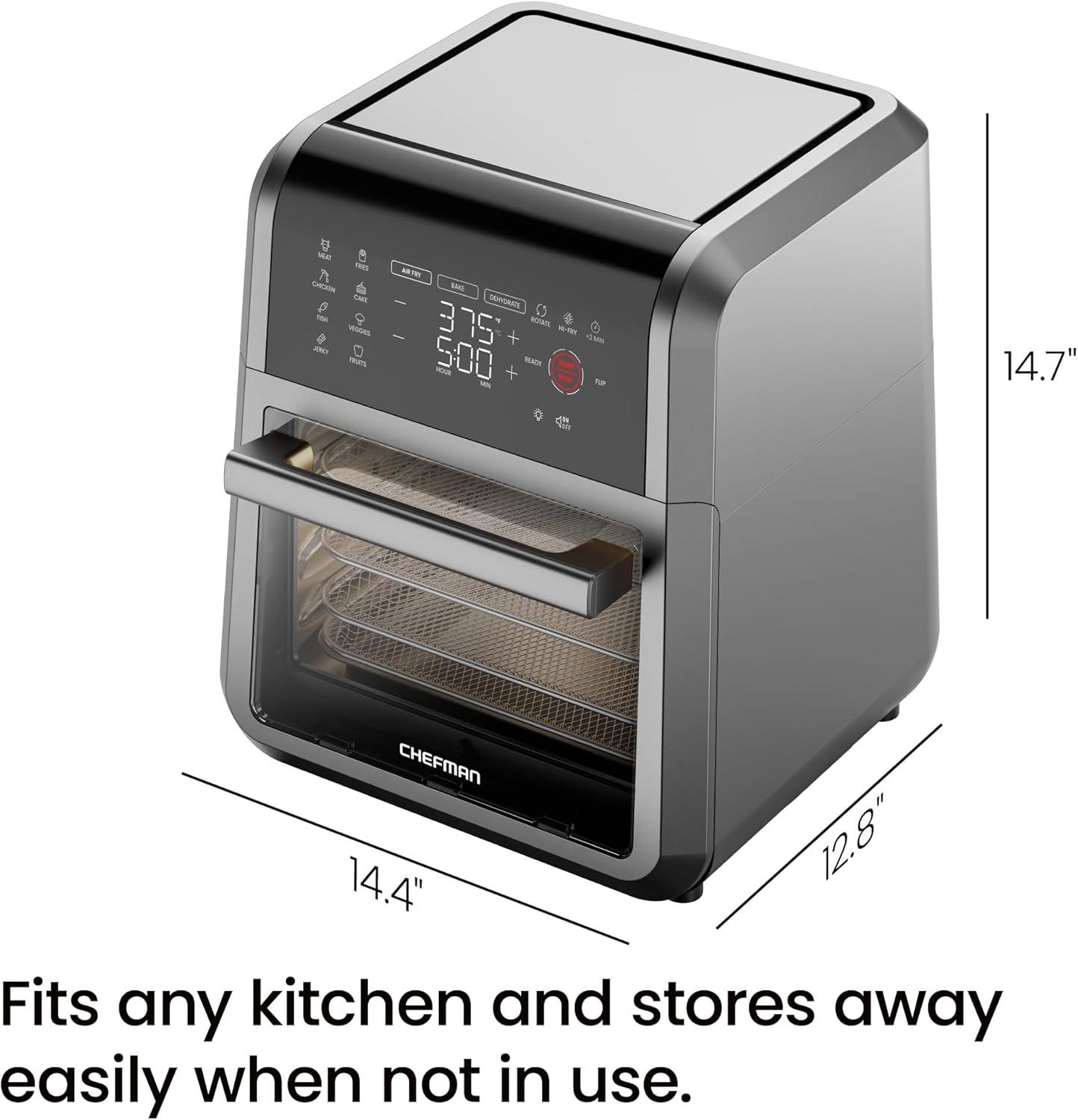 Chefman 6-in-1 Multifunctional Air Fryer Oven w/ 12 Qt Capacity, Digital Touchscreen - Black, New