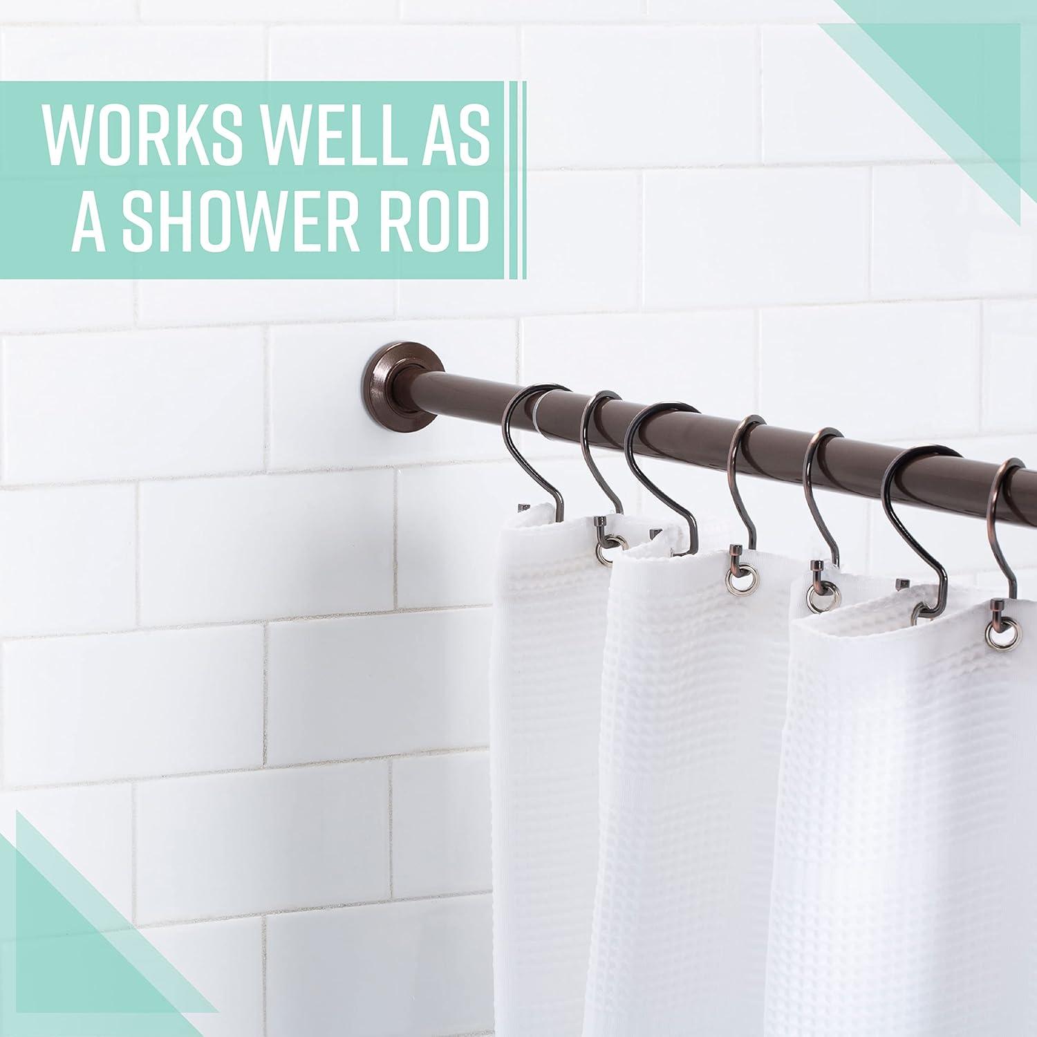 Home Details 42" to 74" Adjustable Straight Shower Curtain Tension Rod, Oil Rubbed