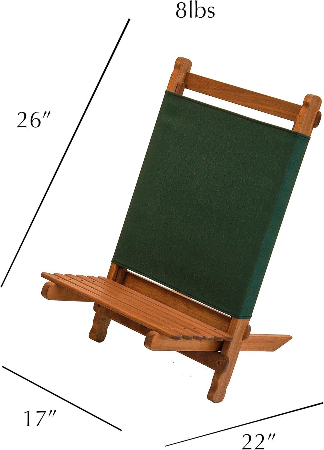 Portable Keruing Wood Lounger with Heavy-Duty Green Polyester