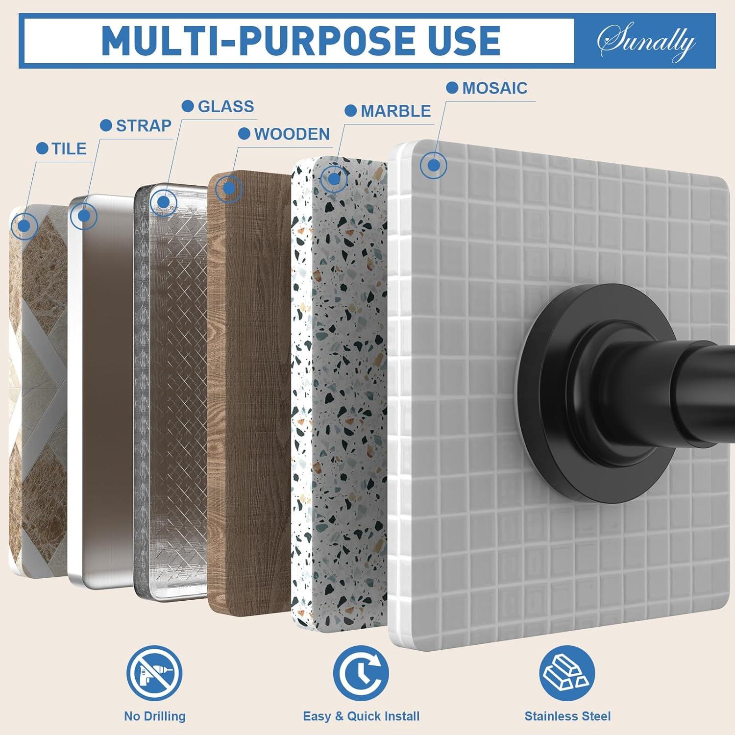 The Shower Curtain Rod, Adjustable 32-89 Inch Spring Tension Shower Rods.
