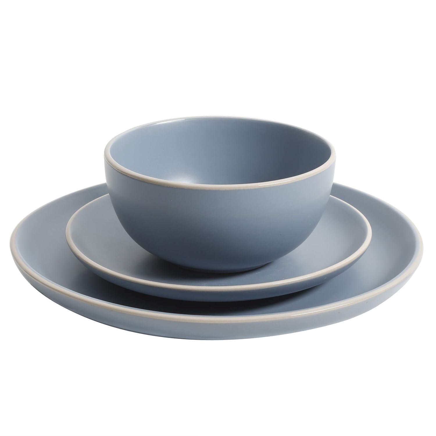 Gibson Home Rockaway 12-Piece Stoneware Dinnerware Set Blue