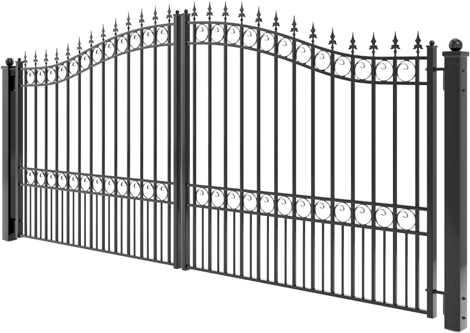 ALEKO Garden Steel London Style 16 feet Dual Swing Driveway Gate Black