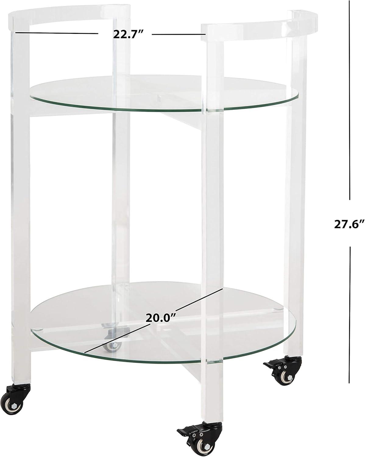 SAFAVIEH Couture Jules 2-Tier Glam Acrylic Bar Cart with Casters, Clear